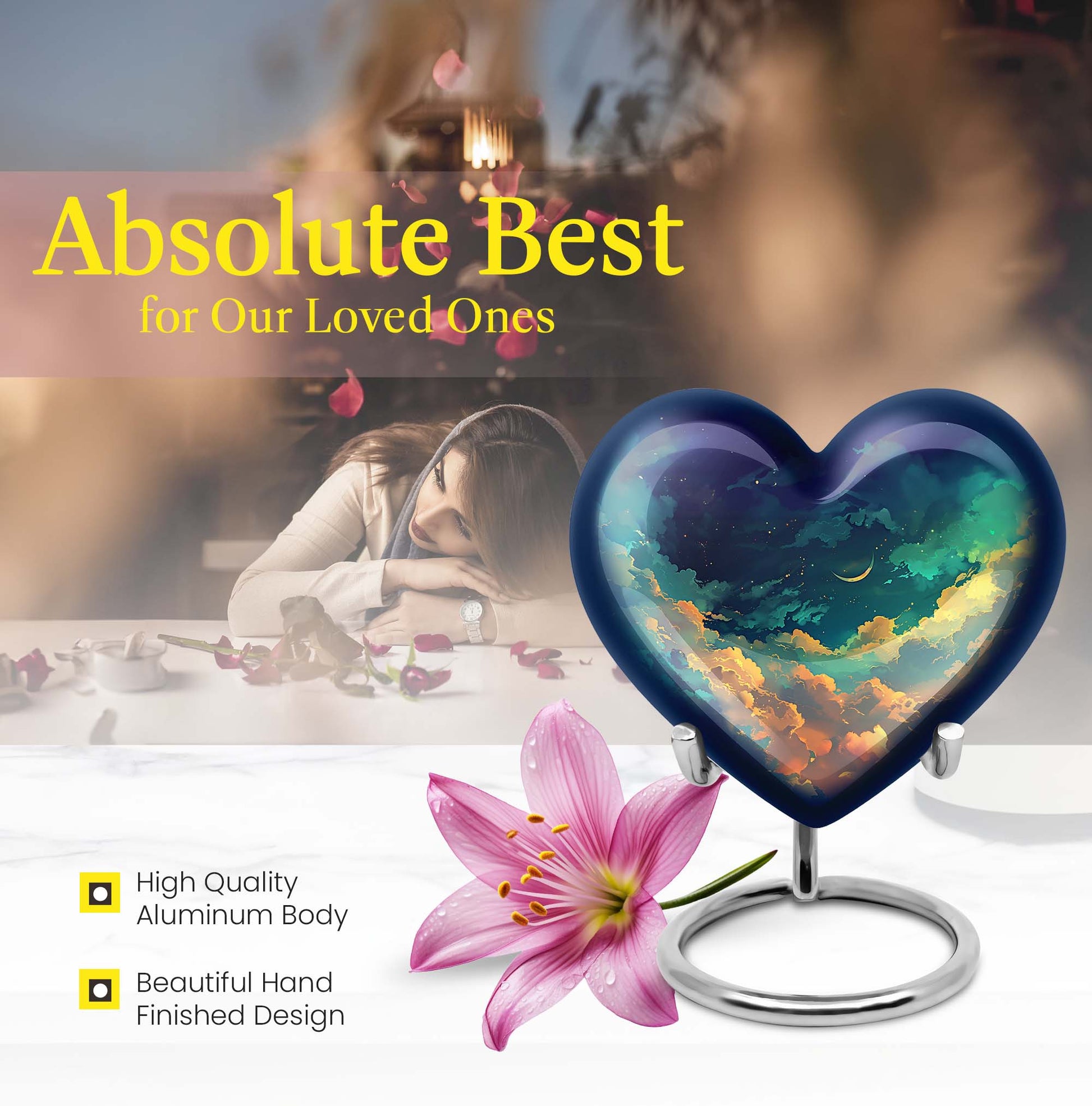 10-inch Heart Urn, cloud burial urn in aluminium