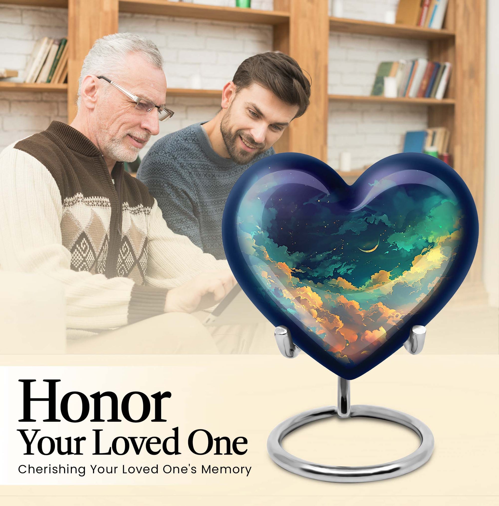 10-inch Heart Urn, cloud burial urn in aluminium