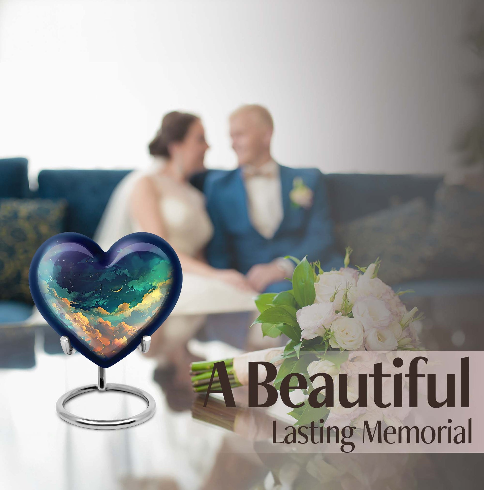 10-inch Heart Urn, cloud burial urn in aluminium