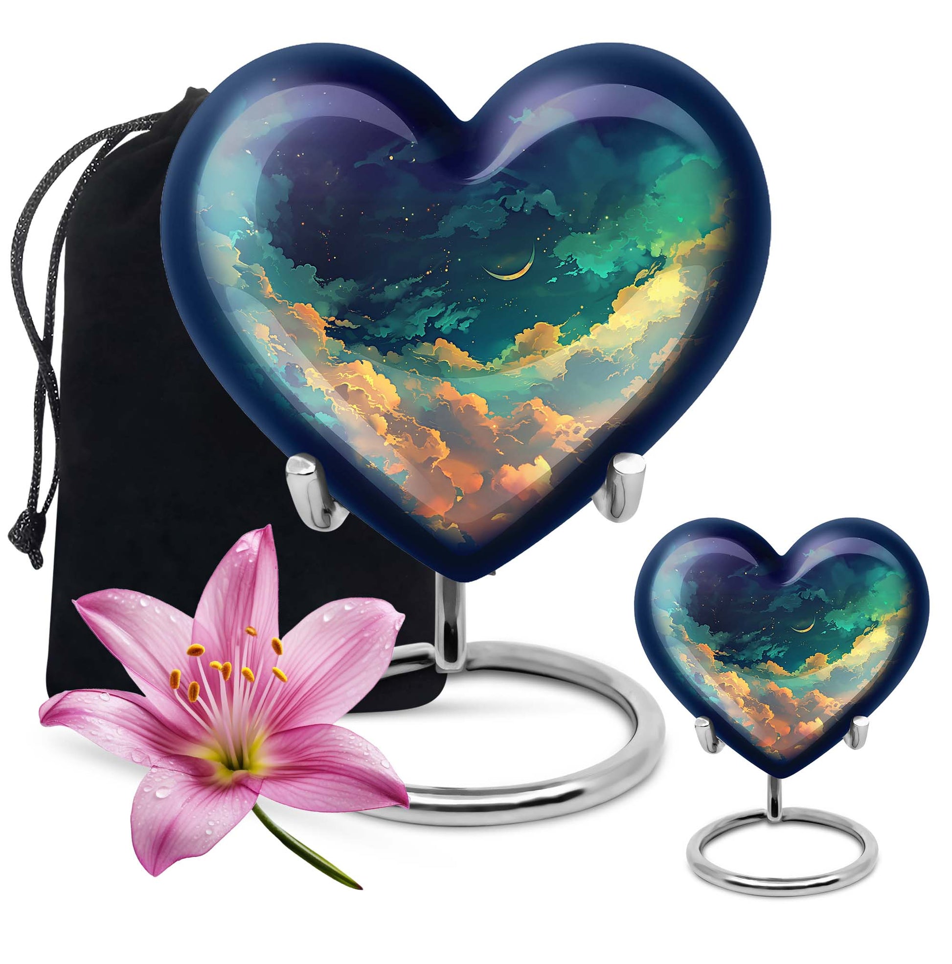 10-inch Heart Urn, cloud burial urn in aluminium
