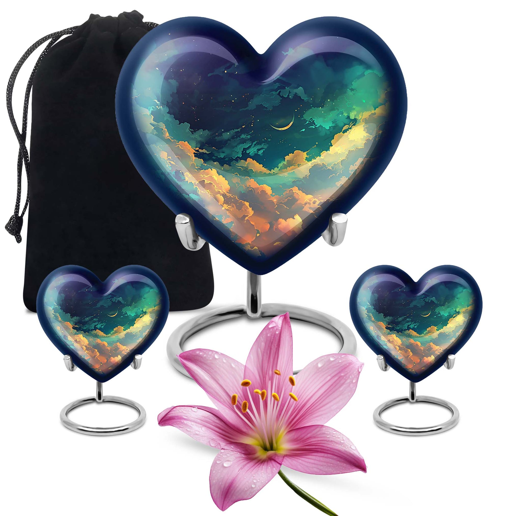 10-inch Heart Urn, cloud burial urn in aluminium