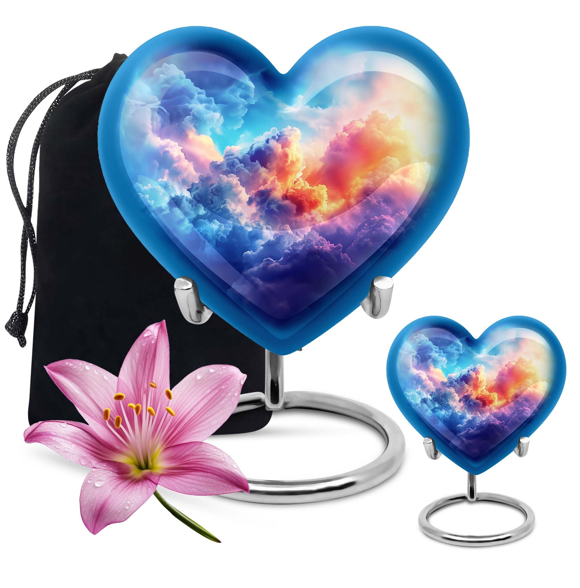 Clouds Theme Large Urn With 1 Keepsake Urn