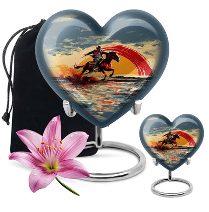 Cowboy Theme Large Urn With 1 Keepsake Urn