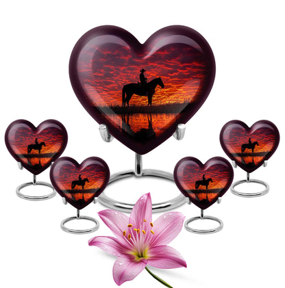 Cowboy Theme Large Urn With 4 Keepsake Urn
