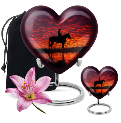 Cowboy Theme Large Urn With 1 Keepsake Urn