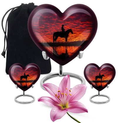 Cowboy Theme Large Urn With 2 Keepsake Urn