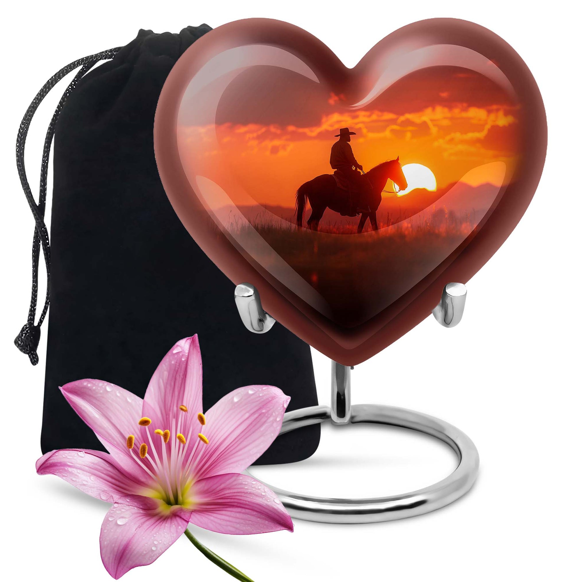Cowboy Sunset Cremation Urn For Funeral – Western Horseback Memorial Urn