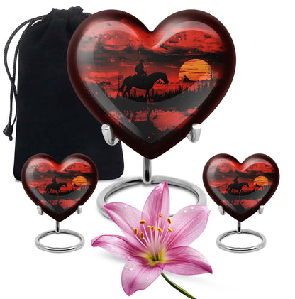 Cowboy Theme Large Urn With 2 Keepsake Urn
