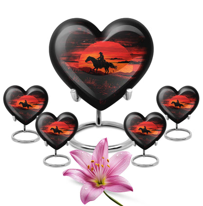 Cowboy Theme Large Urn With 4 Keepsake Urn