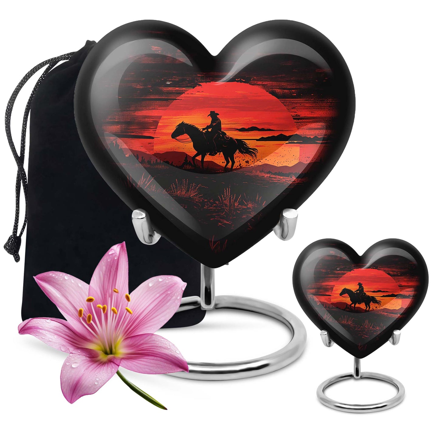 Cowboy Theme Large Urn With 1 Keepsake Urn