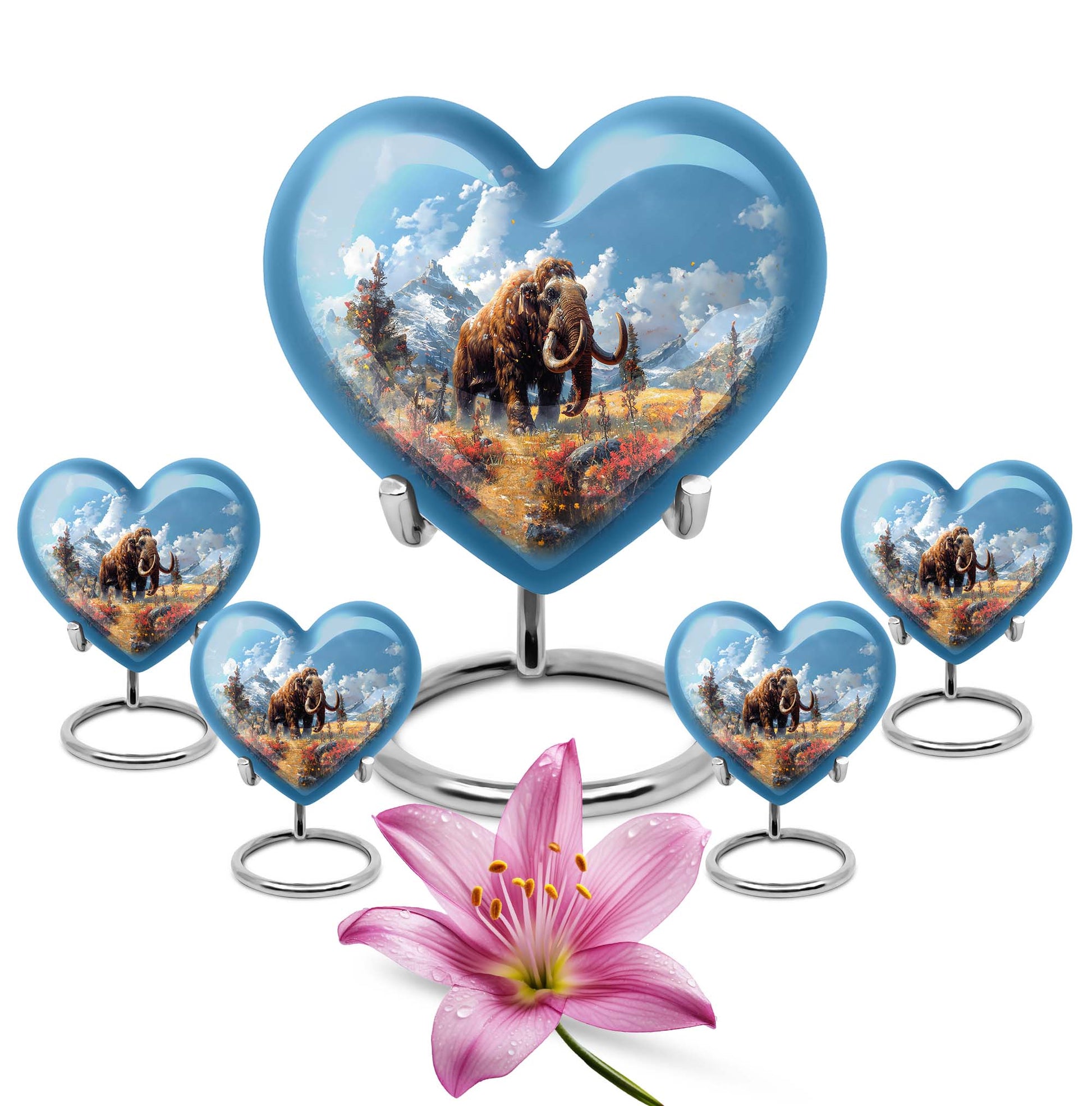 Mamoth Theme Large Urn With 4 Keepsake Urn