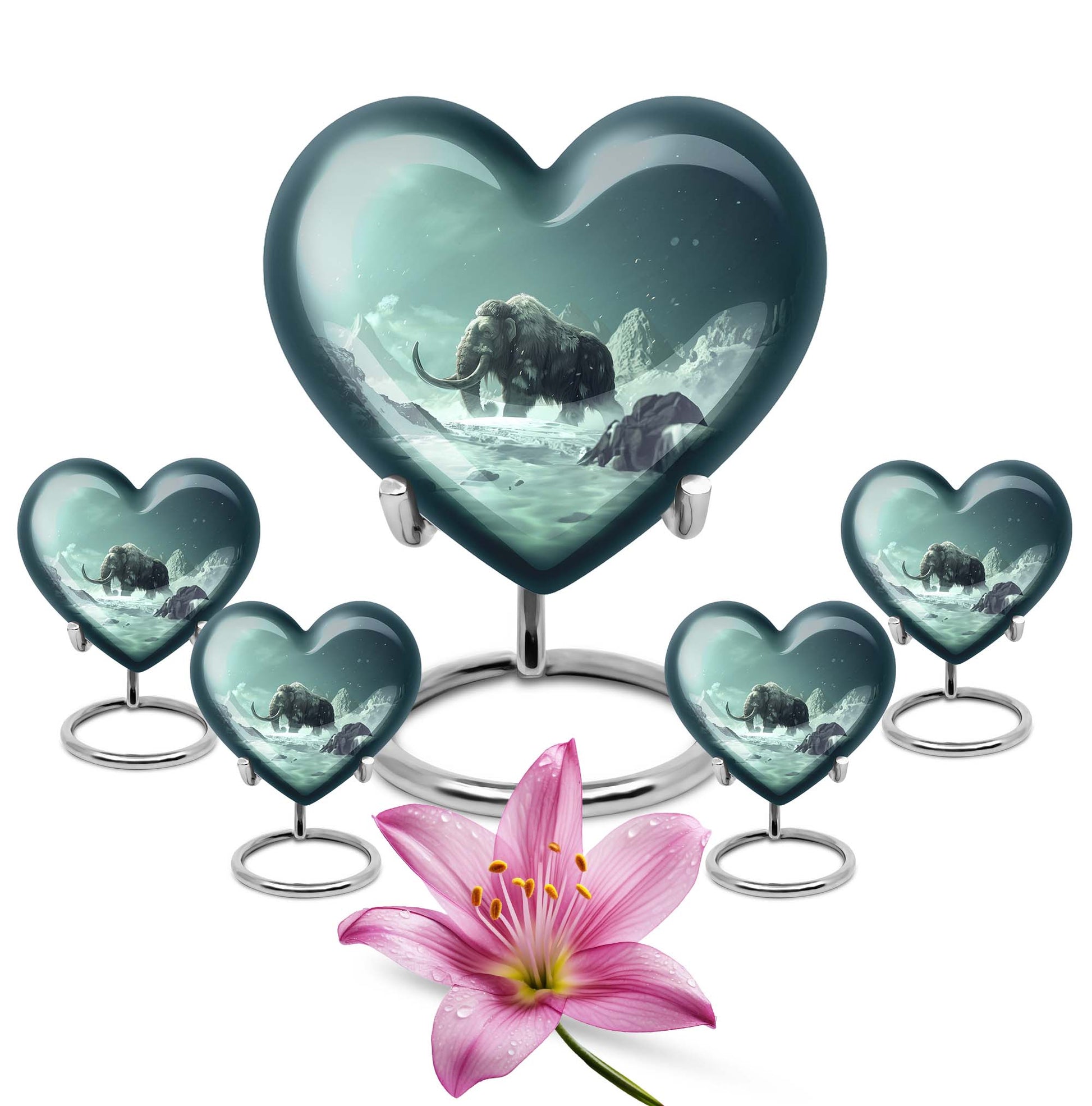 Mamoth Theme Large Urn With 4 Keepsake Urn