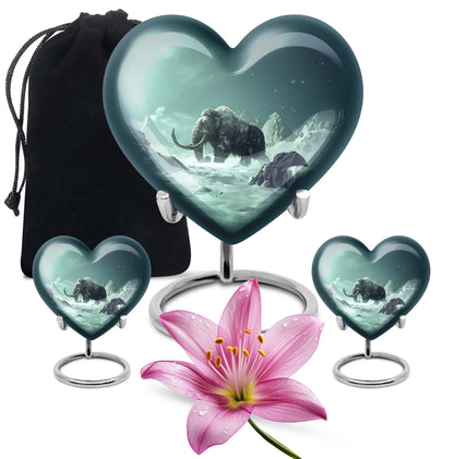 Mamoth Theme Large Urn With 2 Keepsake Urn