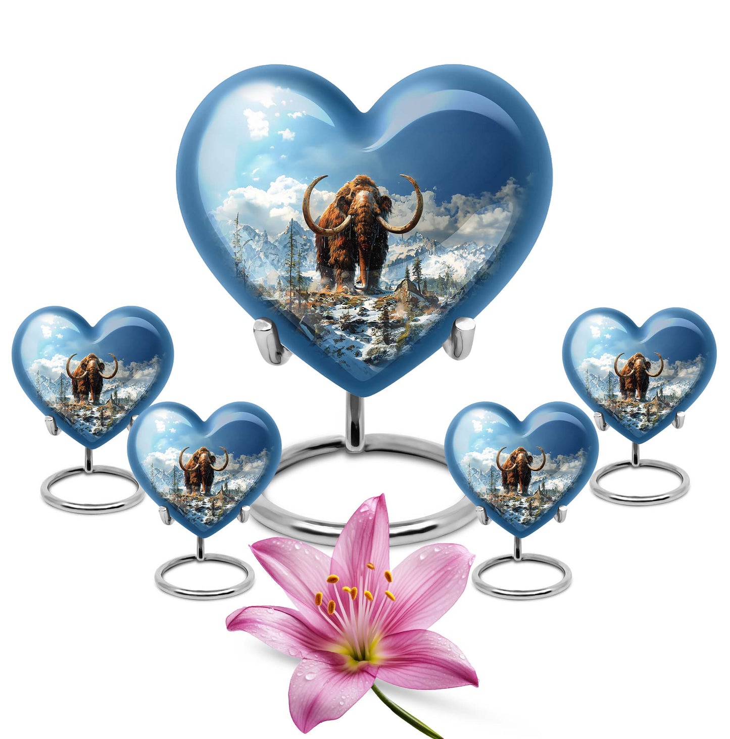 Heart-shaped 10-inch mammoth urn featuring 