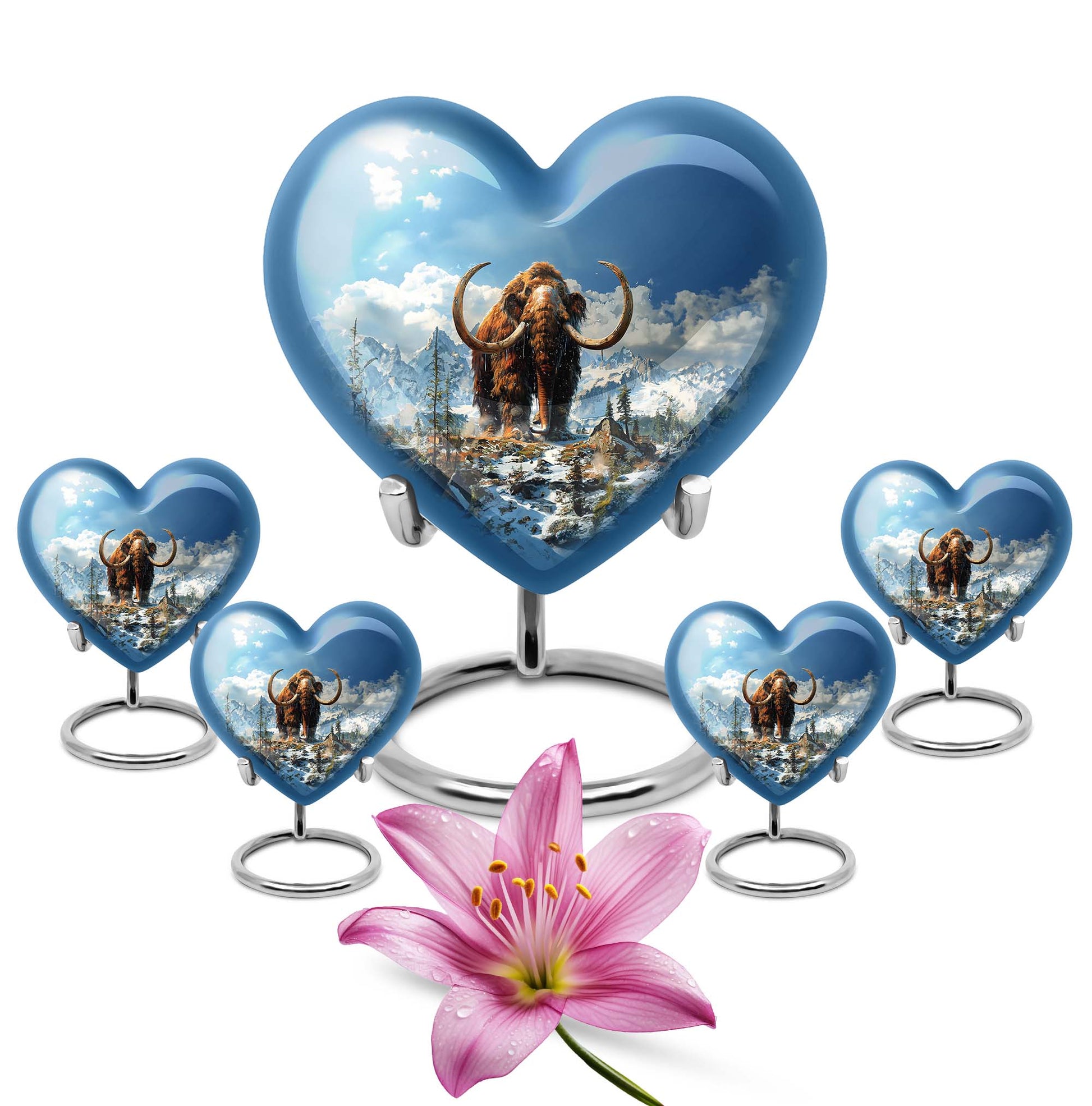 Mamoth Theme Large Urn With 4 Keepsake Urn