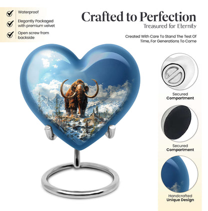 Heart-shaped 10-inch mammoth urn featuring 