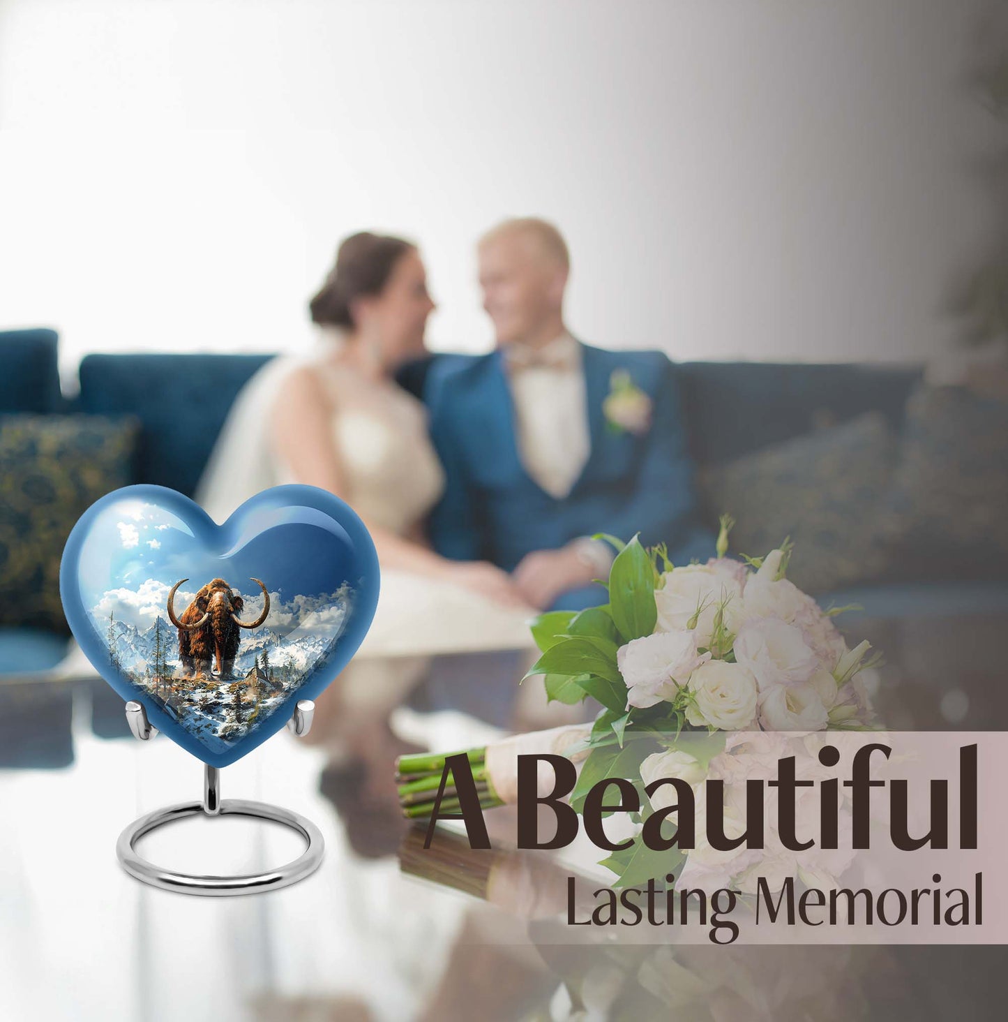 Heart-shaped 10-inch mammoth urn featuring 