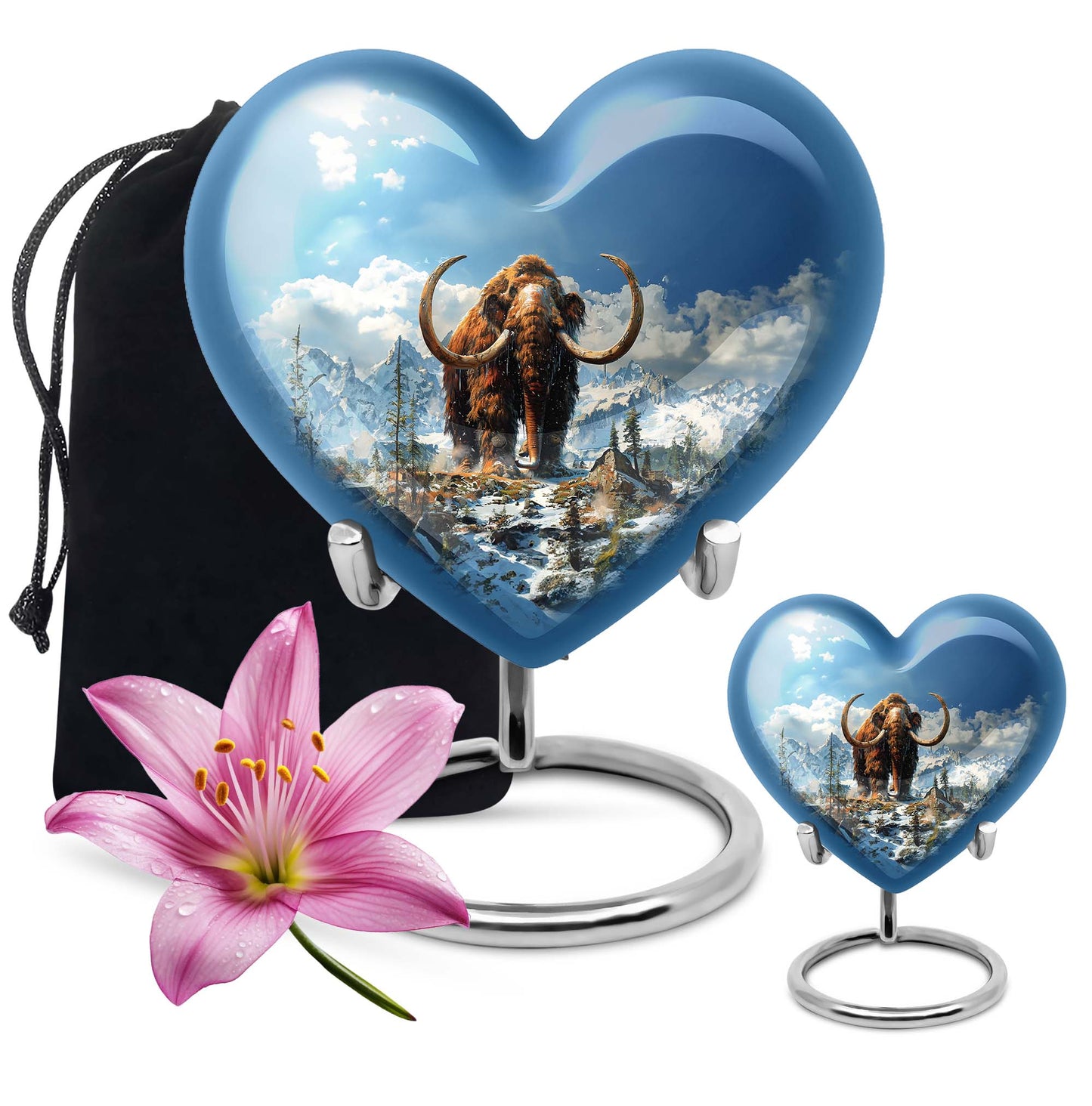 Heart-shaped 10-inch mammoth urn featuring 