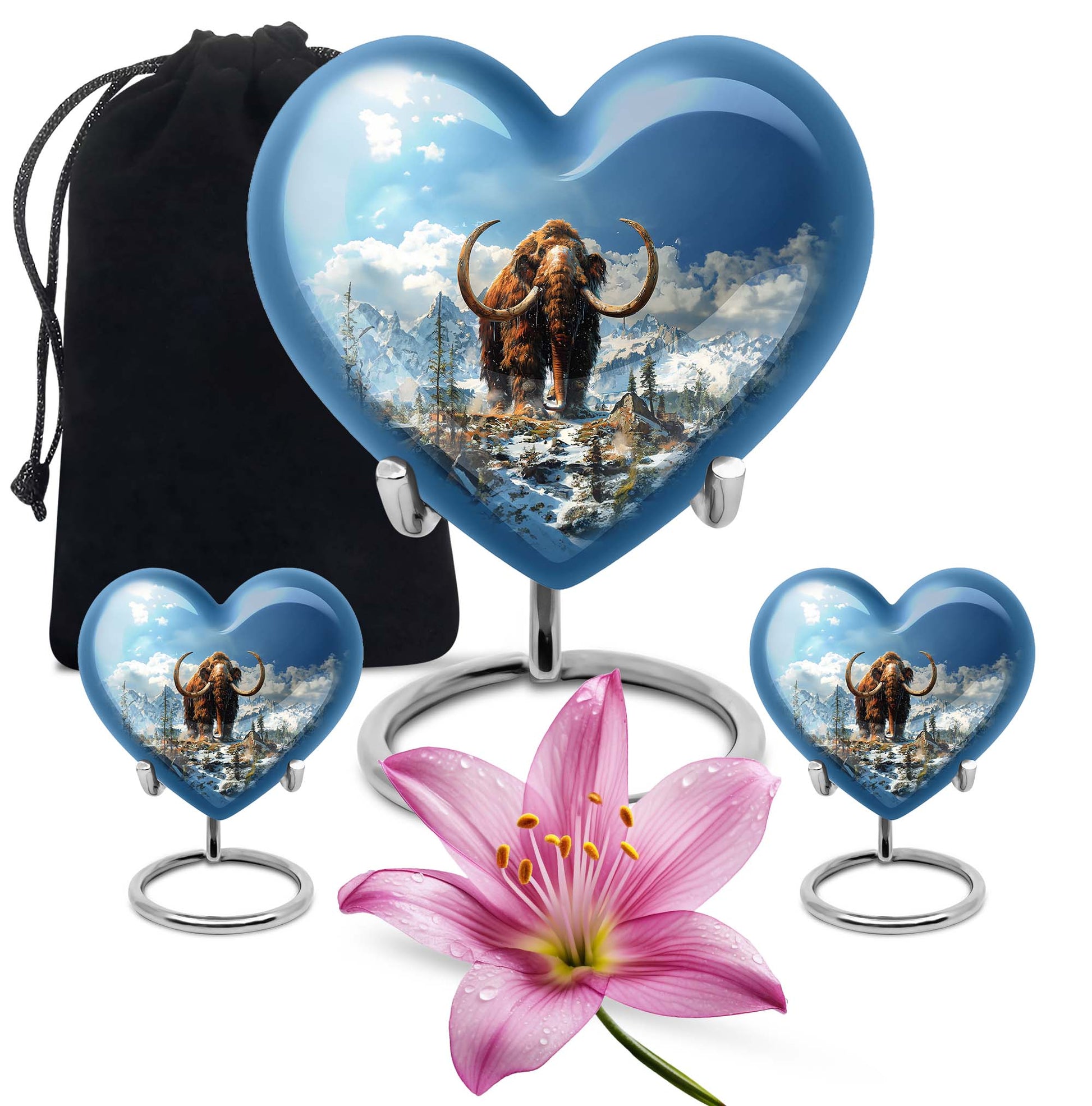 Mamoth Theme Large Urn With 2 Keepsake Urn