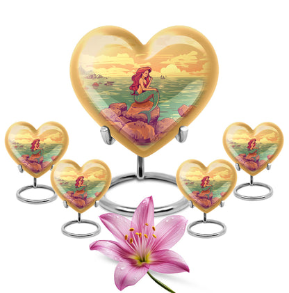 Mermaid Theme Large Urn With 4 Keepsake Urn