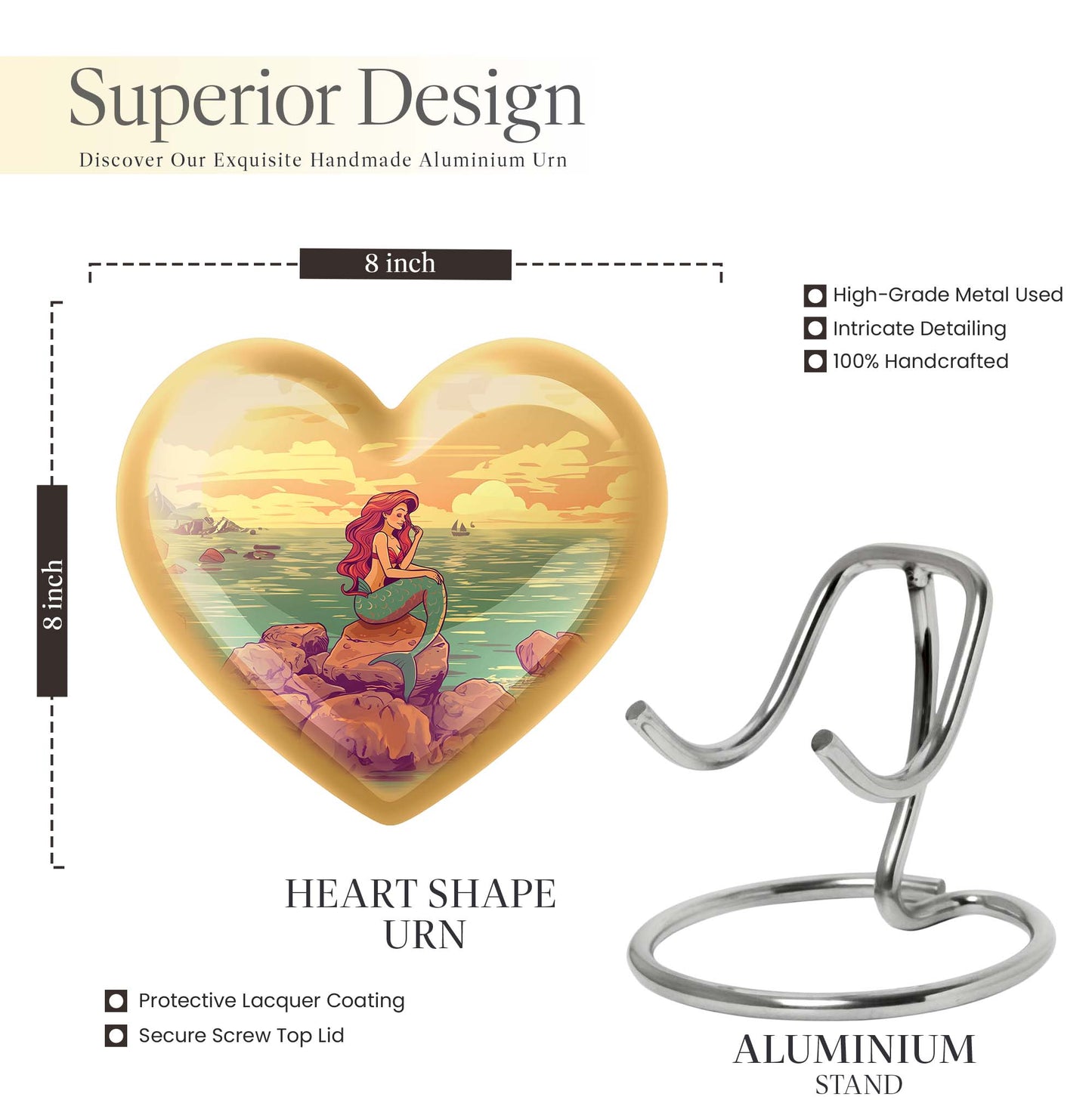 Heart-shaped Mermaid Urn