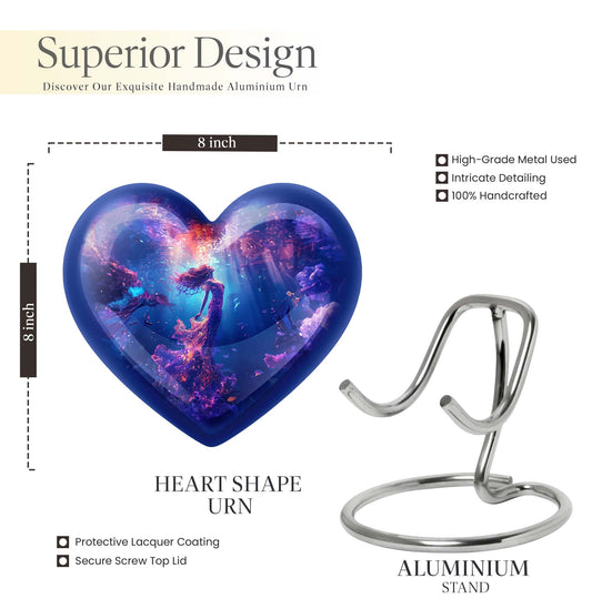 mermaid heart urn for women