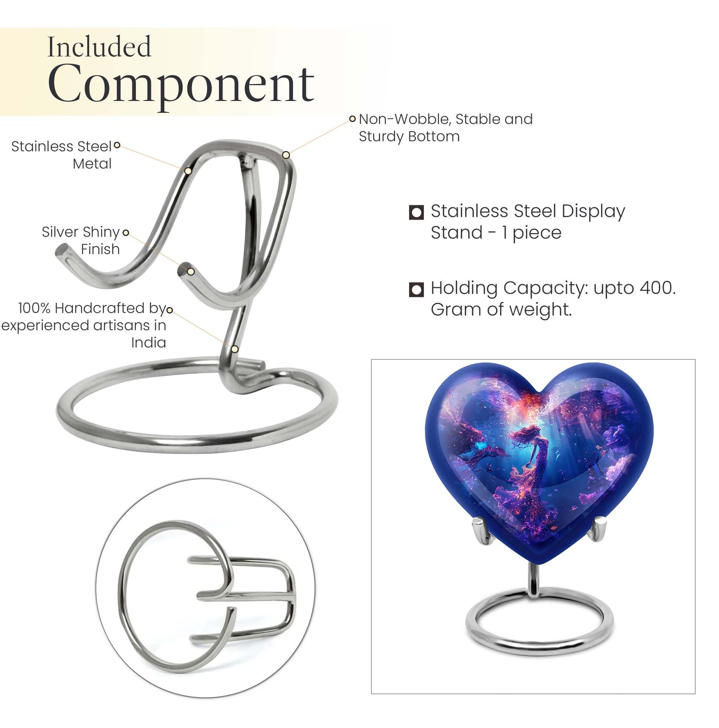 mermaid heart urn for women