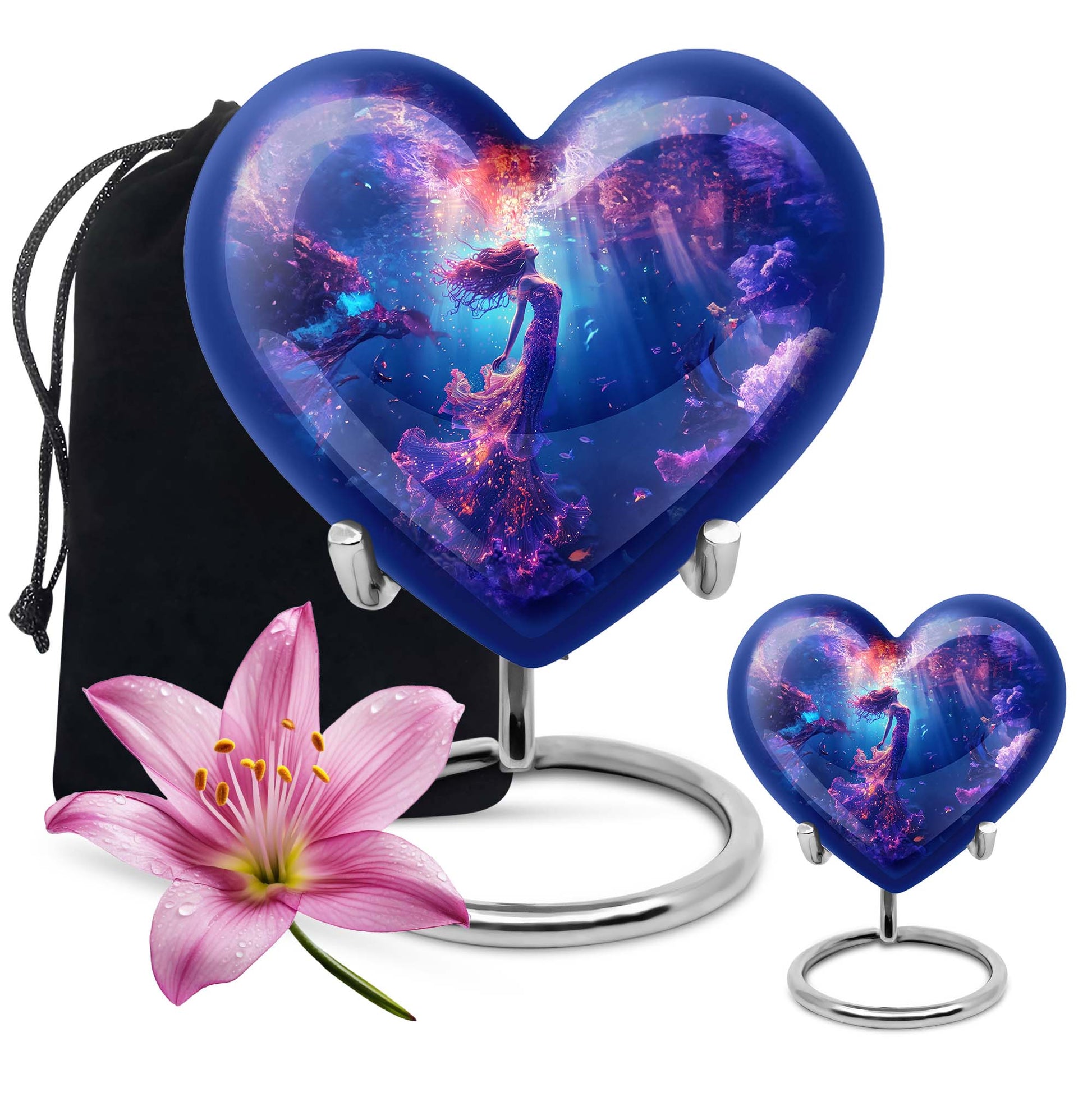 Mermaid Theme Large Urn With 1 Keepsake Urn