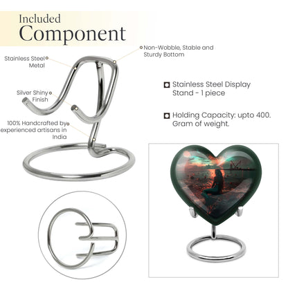 10-inch Mermaid Heart Urn for memorial burial, personalized, butterfly-themed aluminium urn