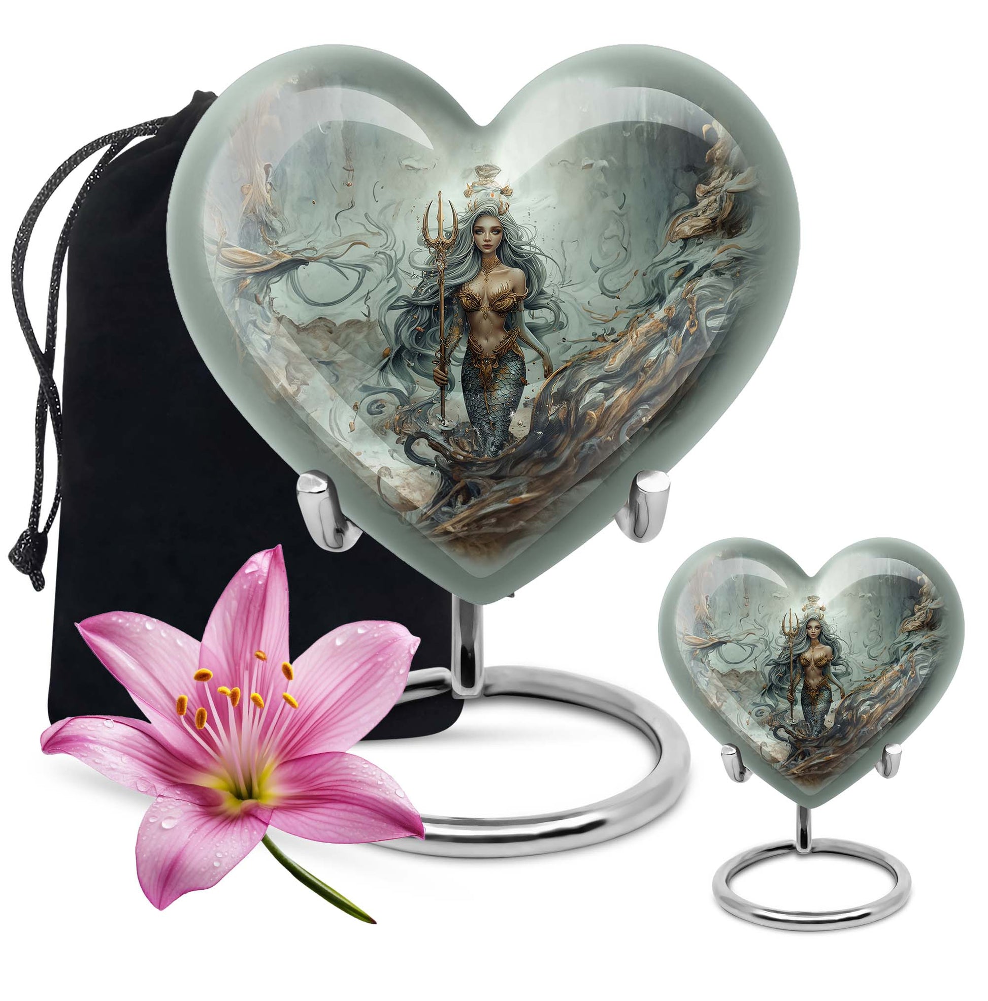 Mermaid Theme Large Urn With 1 Keepsake Urn