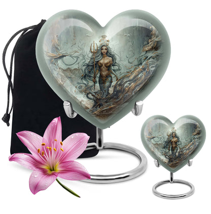 Mermaid Theme Large Urn With 1 Keepsake Urn