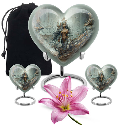 Mermaid Theme Large Urn With 2 Keepsake Urn