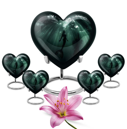 Mermaid Theme Large Urn With 4 Keepsake Urn