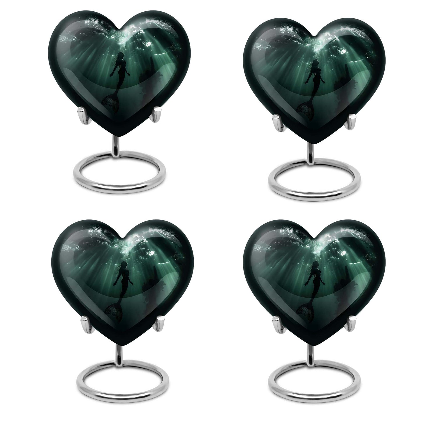 10-inch butterfly themed Mermaid Urn, heart-shaped burial urn made of Aluminum