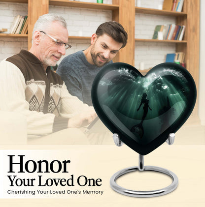 10-inch butterfly themed Mermaid Urn, heart-shaped burial urn made of Aluminum