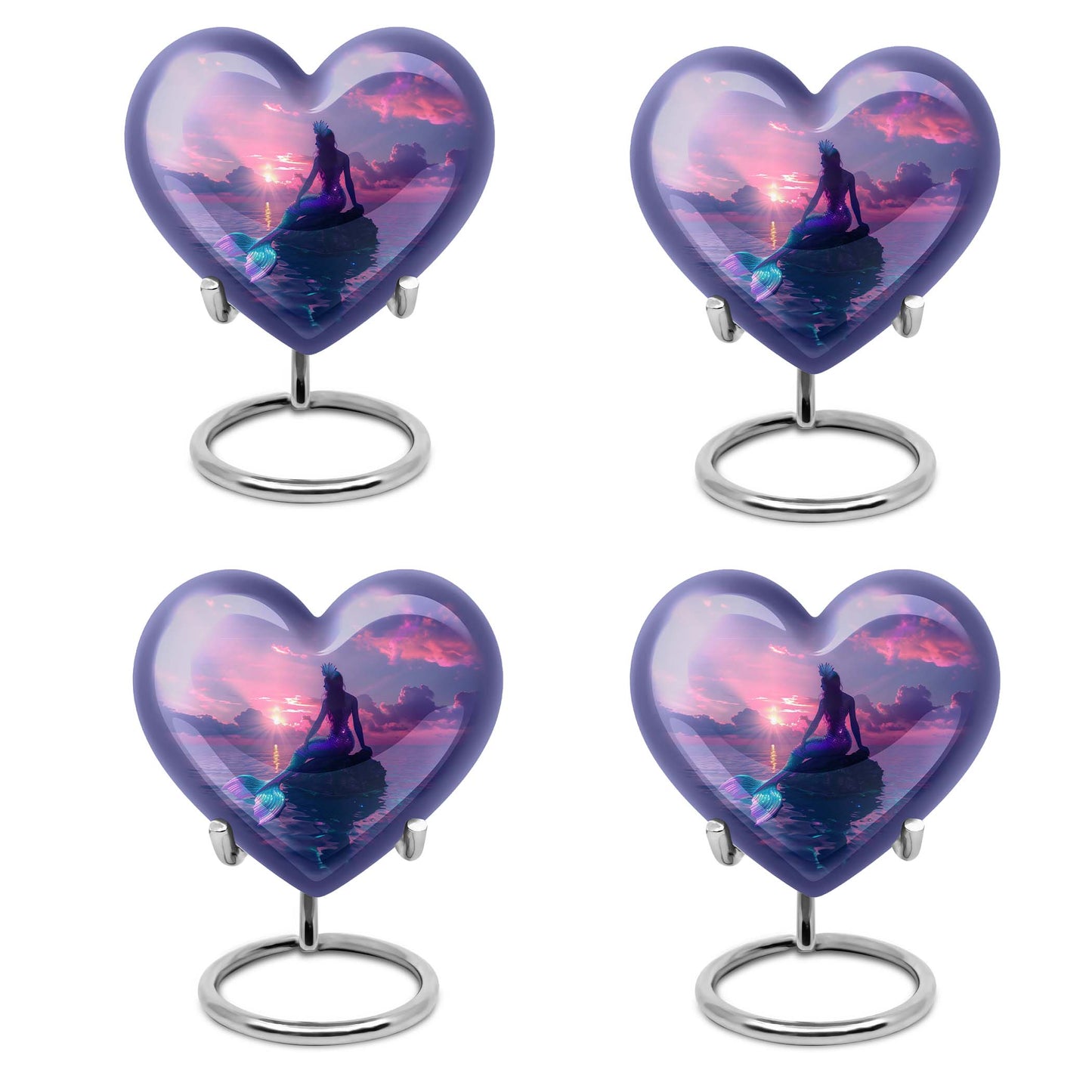10-inch Heart-shaped Mermaid Urn with Butterfly theme