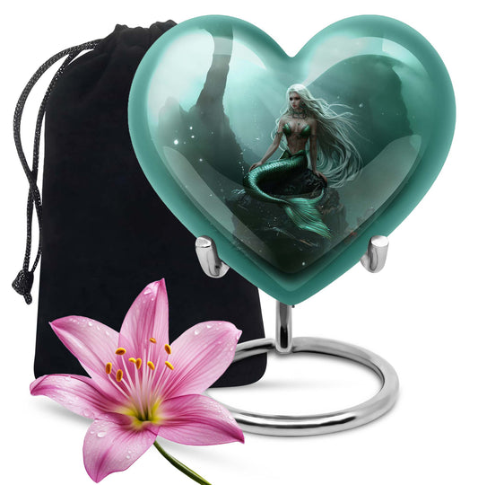 Mermaid Heart Cremation Urn for Women