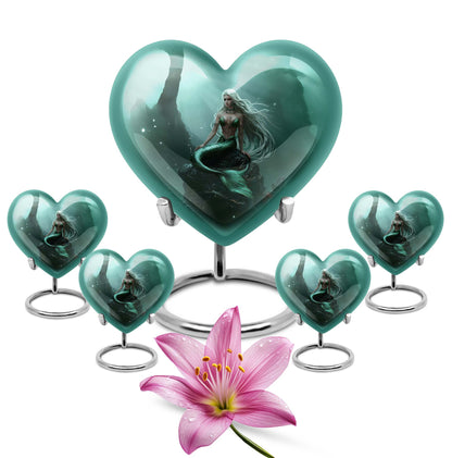 Mermaid Theme Large Urn With 4 Keepsake Urn