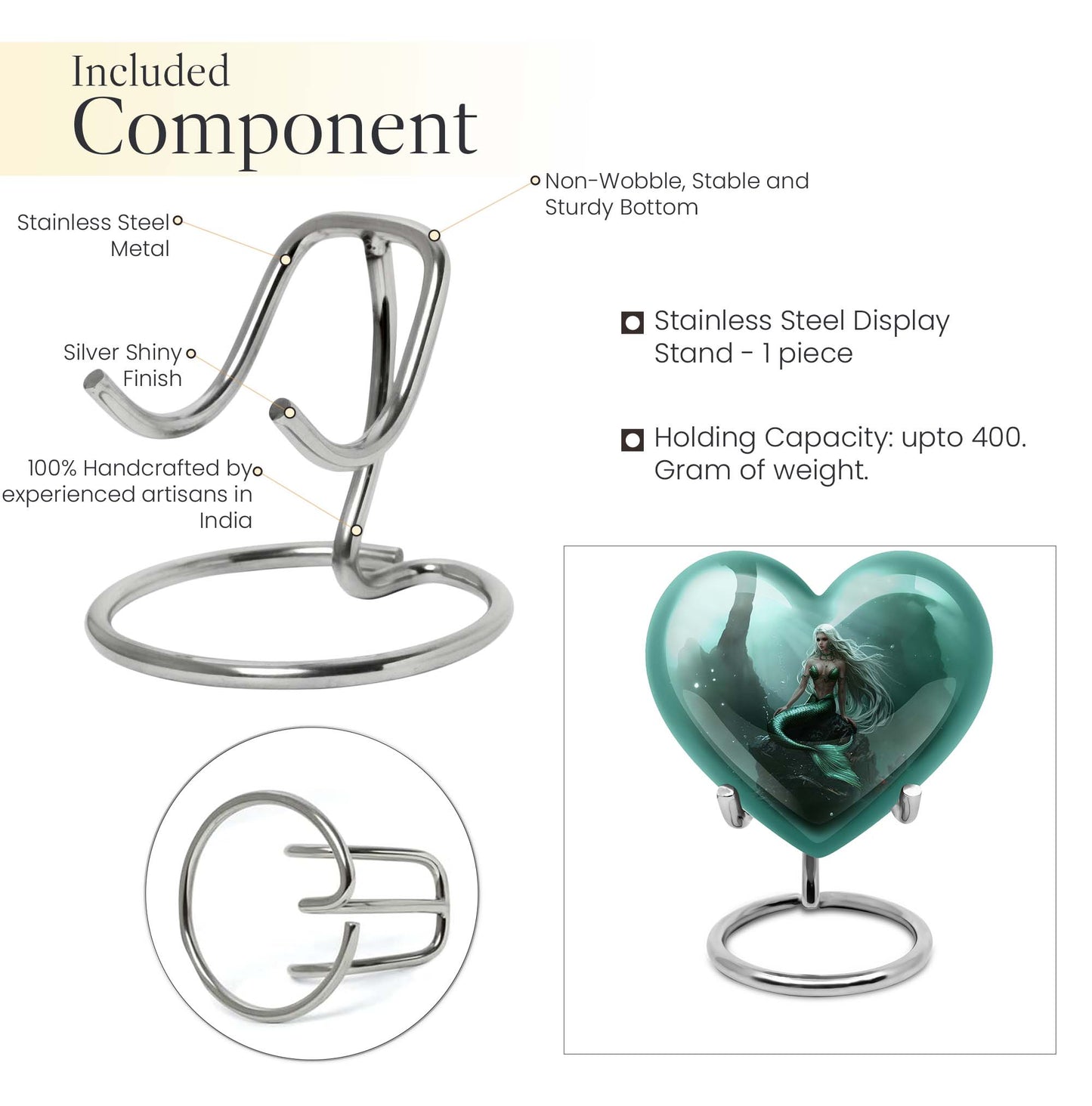 Mermaid Heart Cremation Urn for Women
