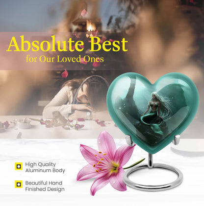 Mermaid Heart Cremation Urn for Women