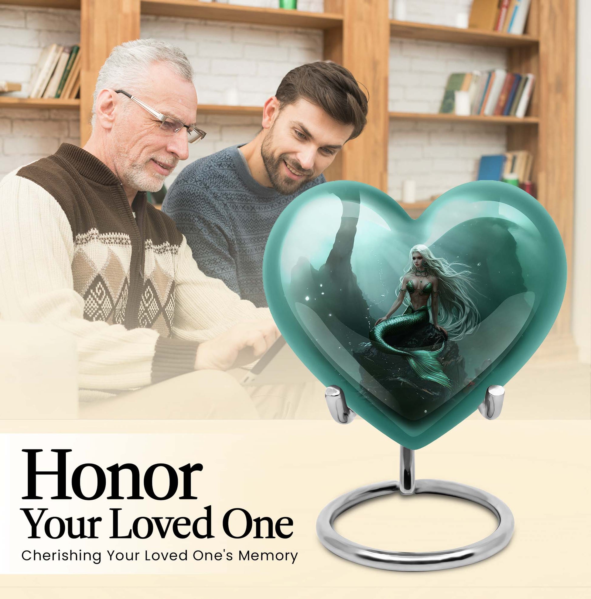 Mermaid Heart Cremation Urn for Women