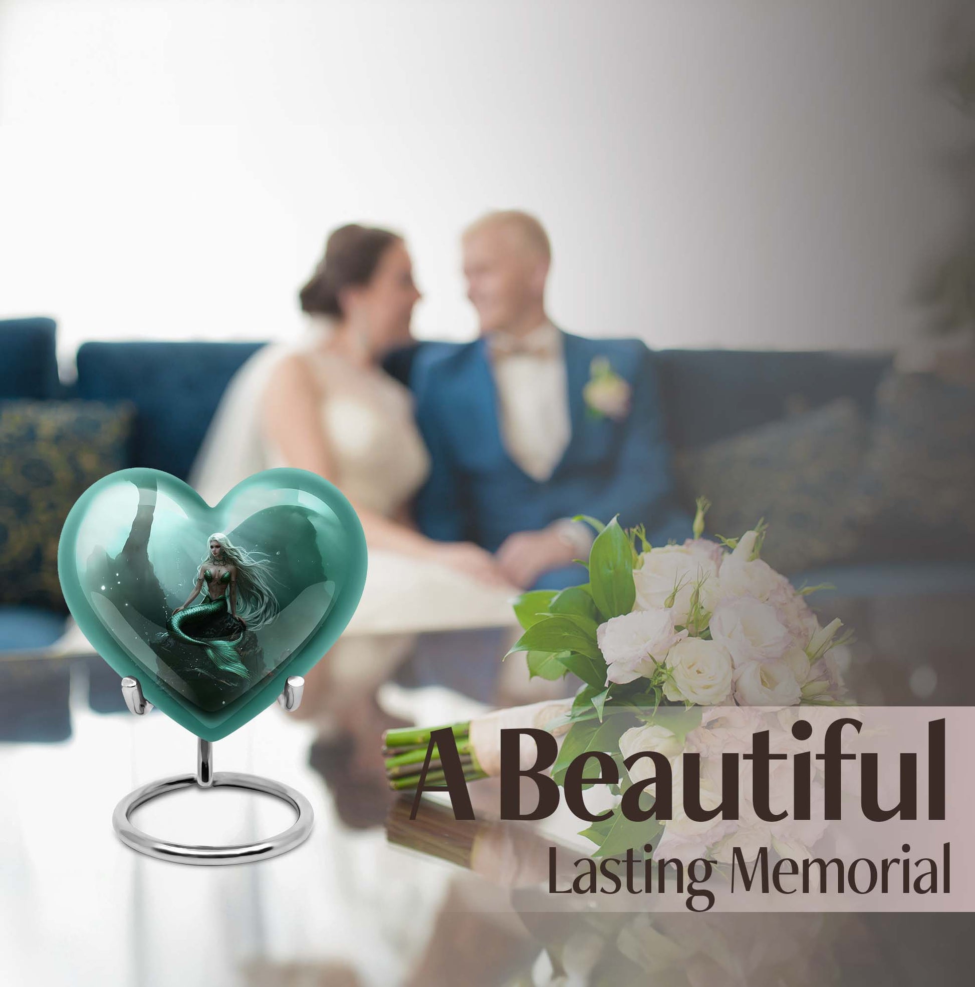 Mermaid Heart Cremation Urn for Women