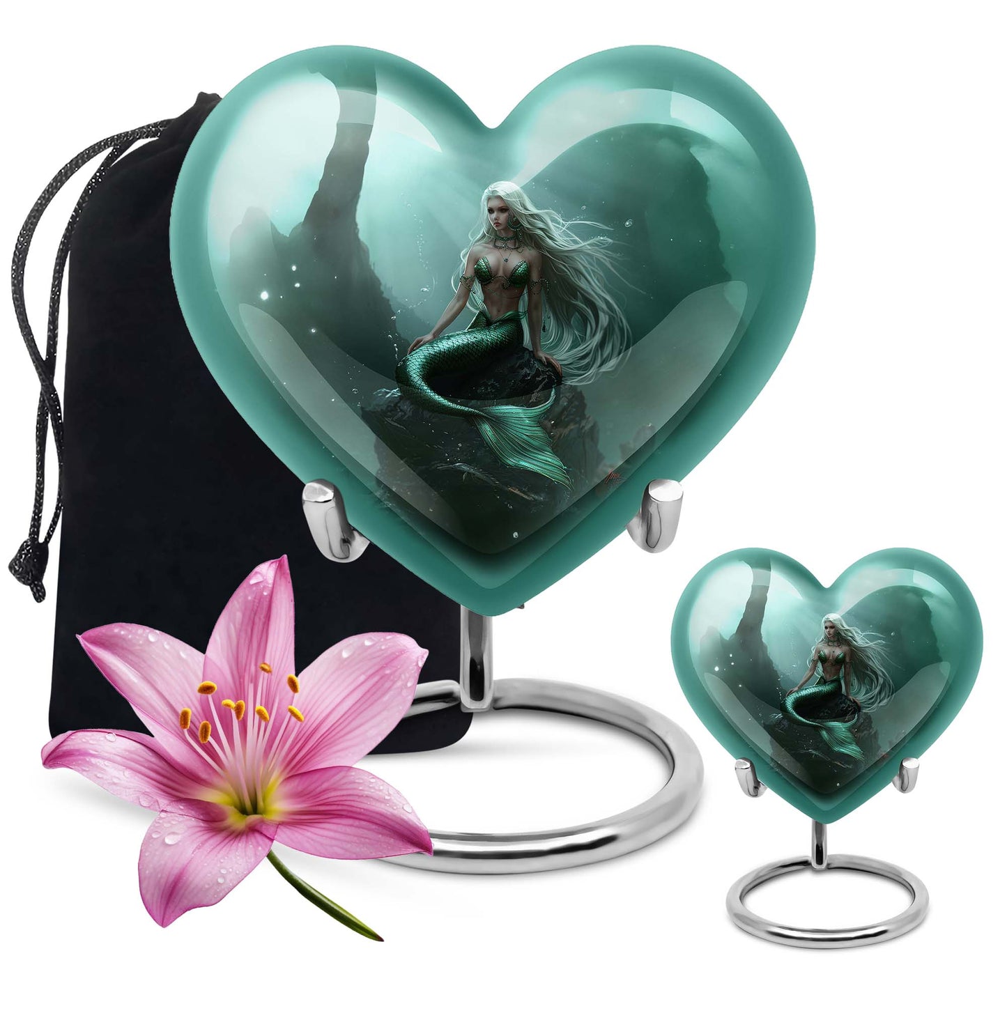 Mermaid Theme Large Urn With 1 Keepsake Urn