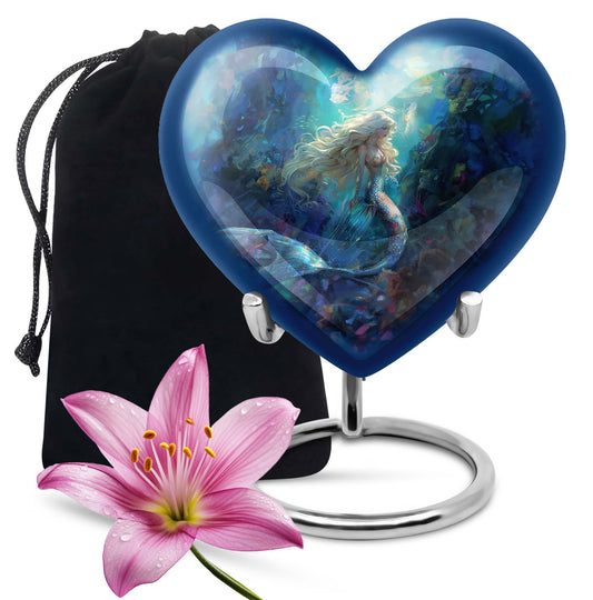 Heart shaped mermaid urn.