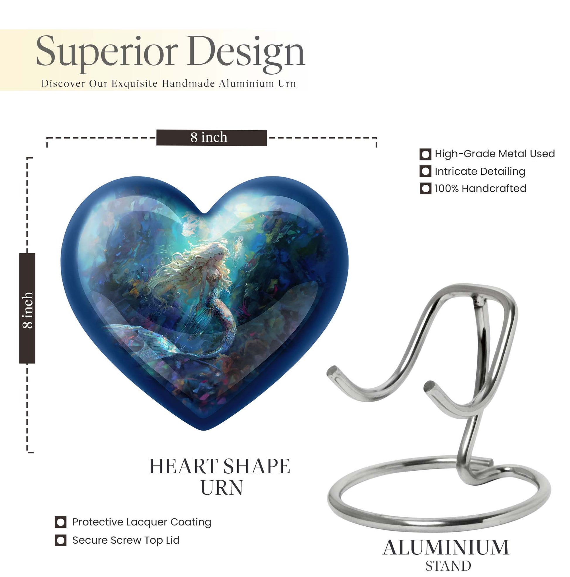 Heart shaped mermaid urn.
