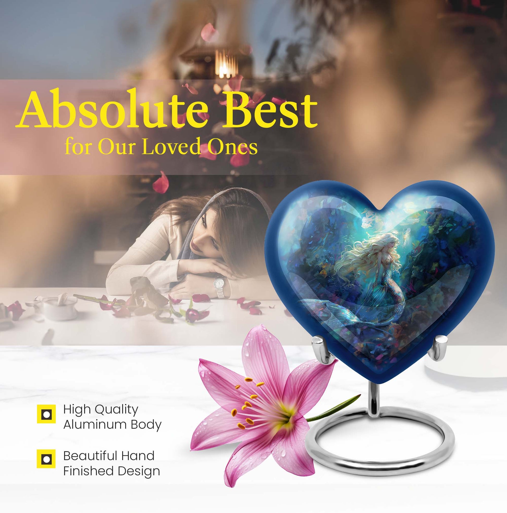 Heart shaped mermaid urn.