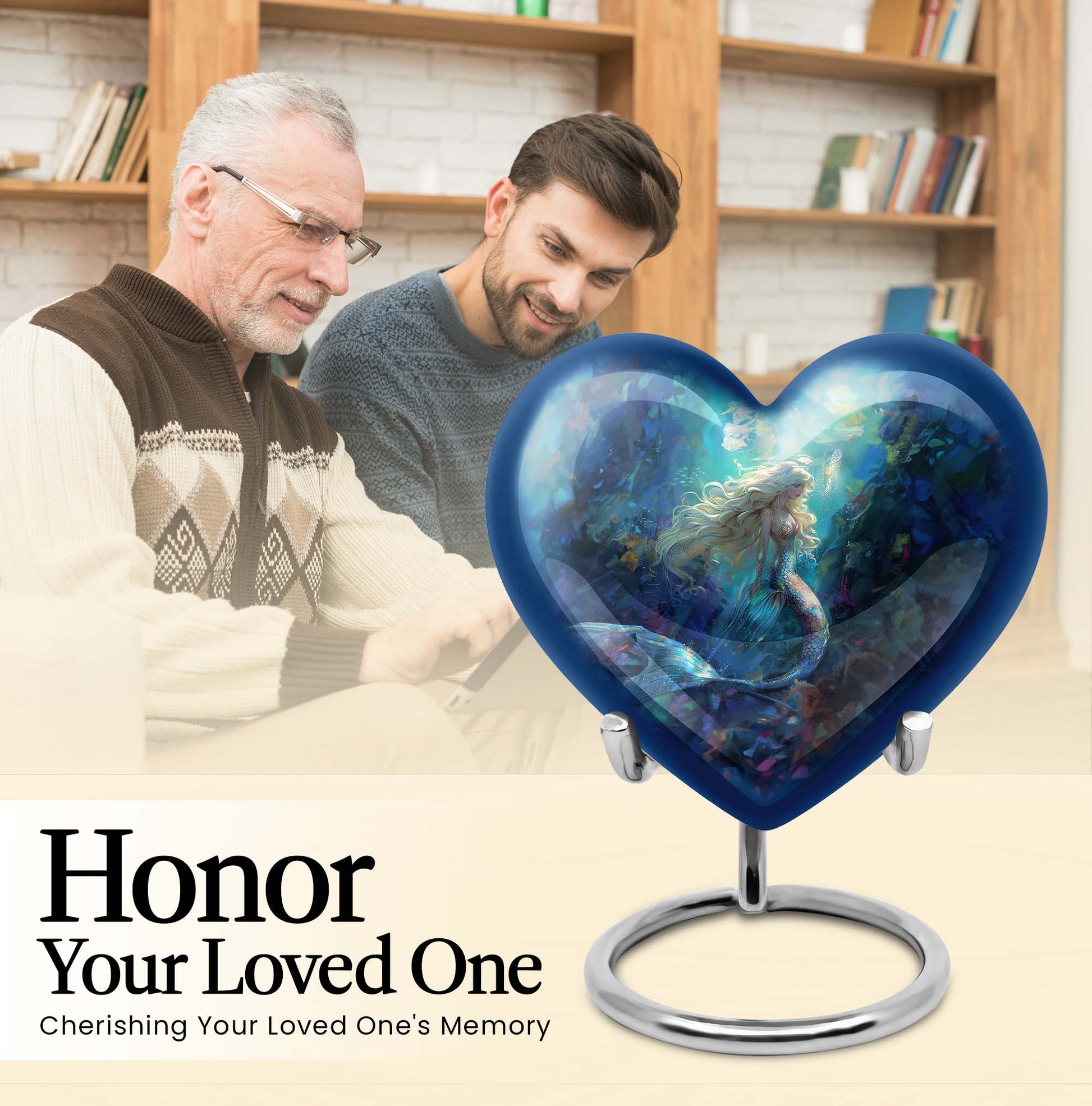 Heart shaped mermaid urn.