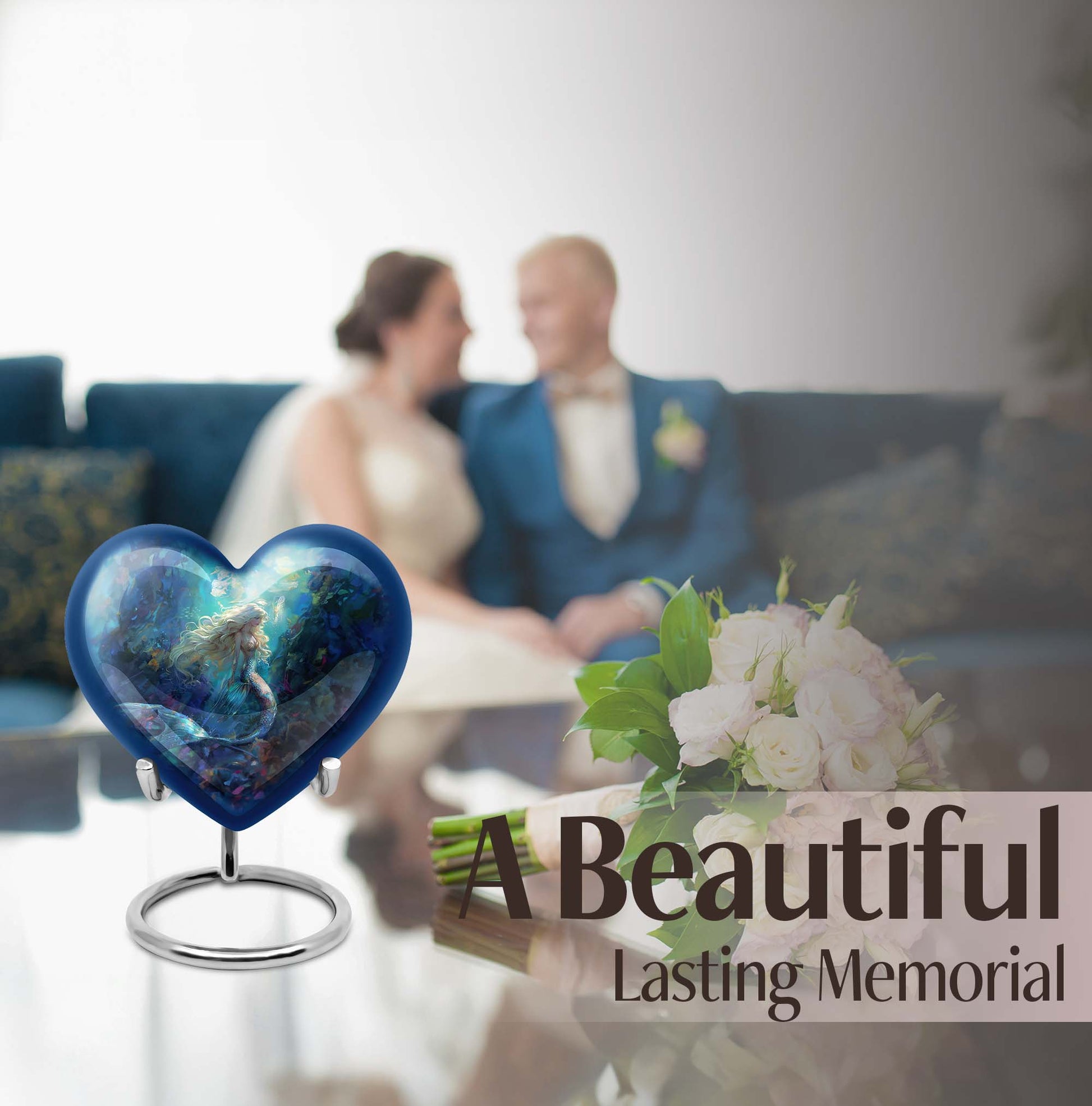 Heart shaped mermaid urn.