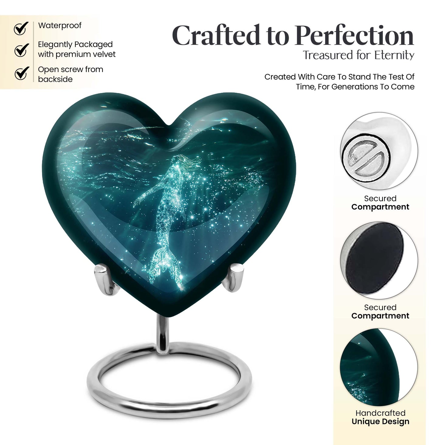 Heart Mermaid Urn for burial