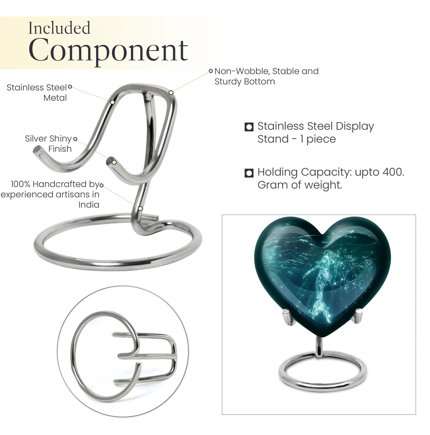 Heart Mermaid Urn for burial